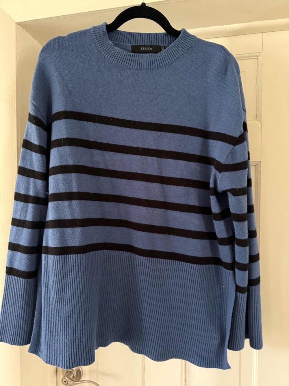 Zesica Blue Stripe Crewneck Sweater